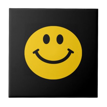Yellow Happy Face Ceramic Tile by HappyFacePlace at Zazzle