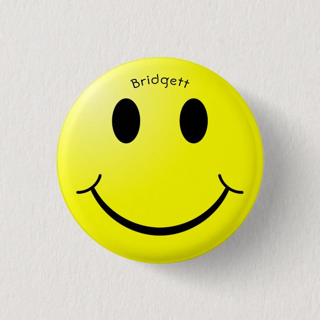 Yellow Happy Face Custom Button (Front)