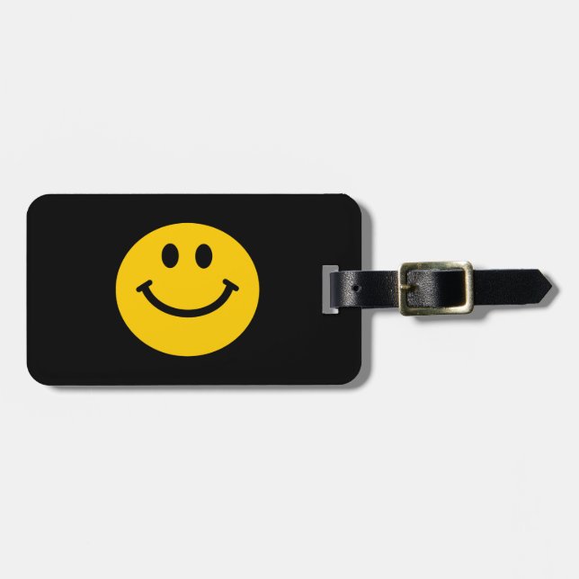 Yellow Happy Face Luggage Tag (Front Horizontal)
