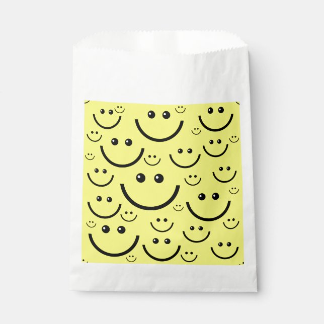 yellow happy face pattern print favor bag (Front)