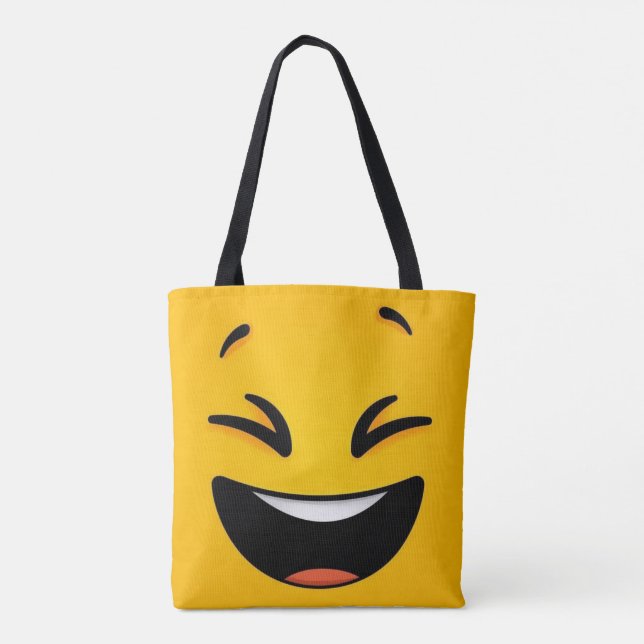 Yellow happy face tote bag (Back)