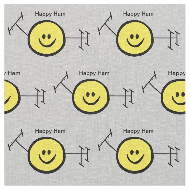 Yellow Happy Ham Radio Logo Fabric to Customize (Close Up)