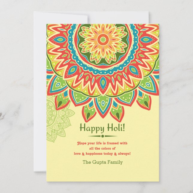 Yellow Happy Holi Invitation (Front)