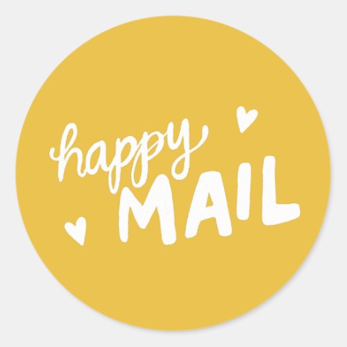 Yellow Happy Mail postage and packaging sticker 