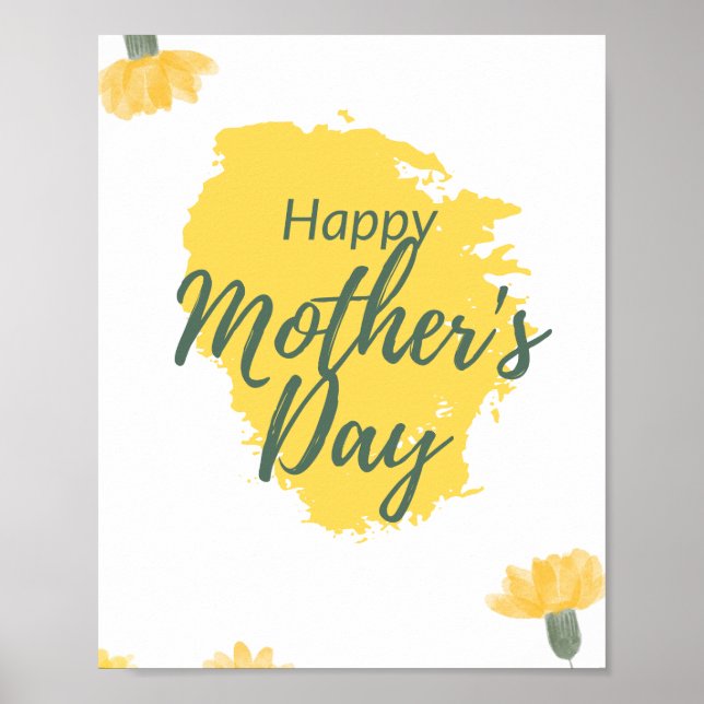 Yellow Happy Mothers Day Holiday Poster (Front)