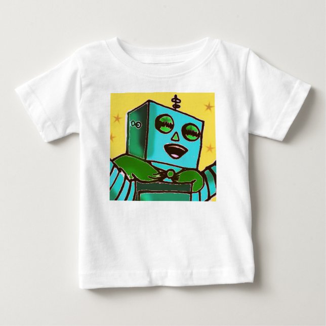 Yellow Happy Robot Infant T-Shirt (Front)