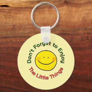 Yellow Happy Smiley Face Enjoy The Little Things Keychain