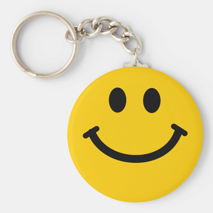 Yellow happy smiley face keychain