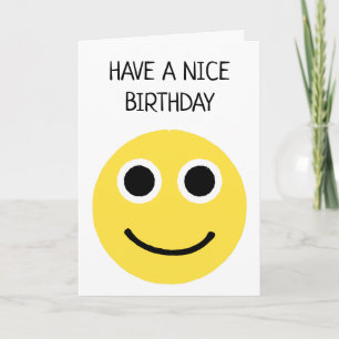 Yellow Happy Smiling Face Emoji Emoticon Birthday Card