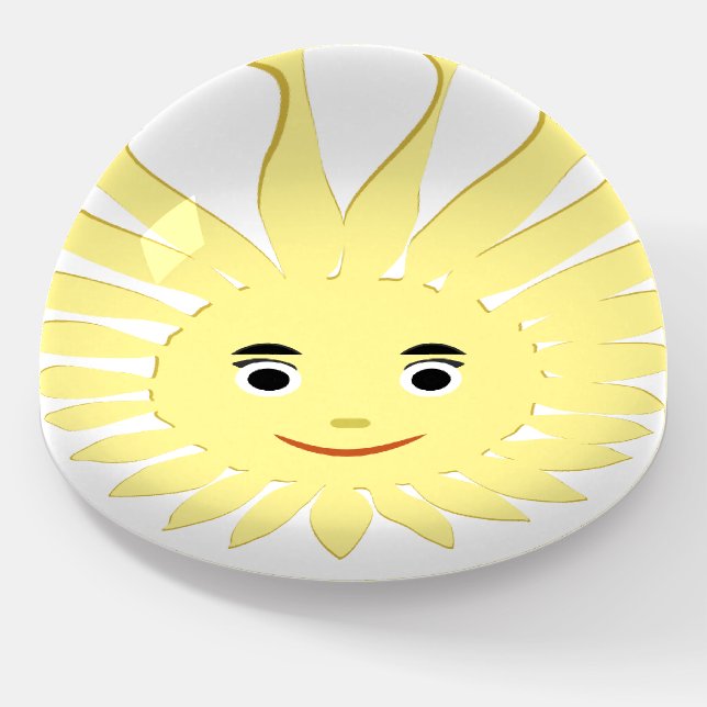 Yellow Happy Sun Sunshine Home Office Desk Paperweight (Angled)