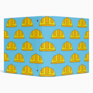 Yellow Hard Hat Cartoon 3 Ring Binder