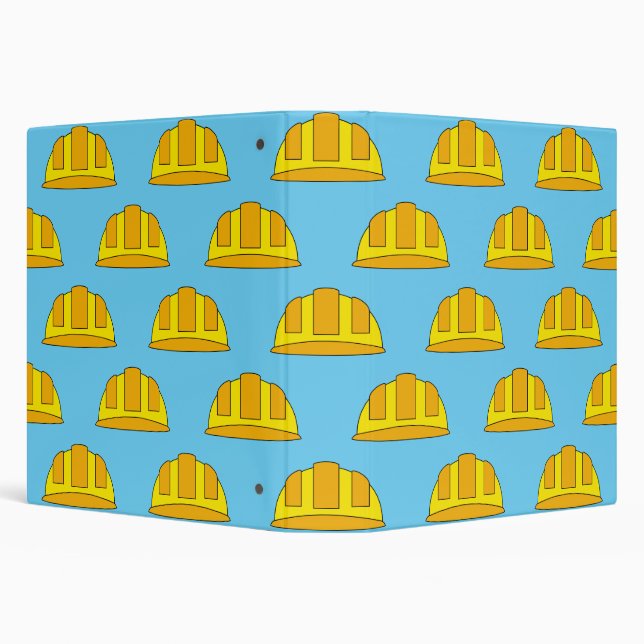 Yellow Hard Hat Cartoon 3 Ring Binder (Background)