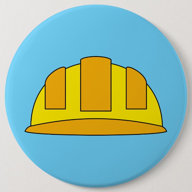 Yellow Hard Hat Cartoon Button (Front)