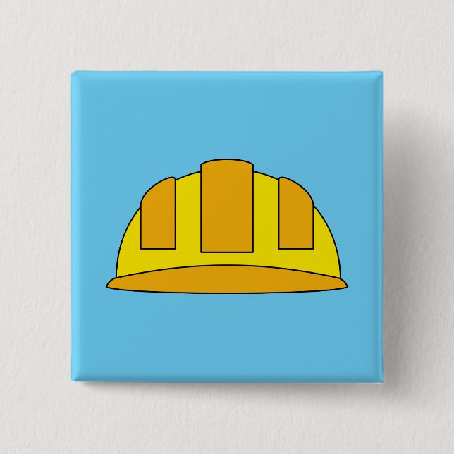 Yellow Hard Hat Cartoon Button (Front)