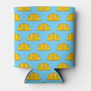 Yellow Hard Hat Cartoon Can Cooler