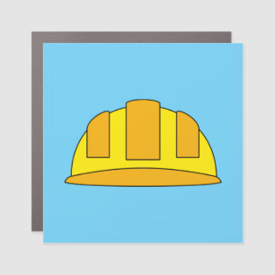 Yellow Hard Hat Cartoon Car Magnet
