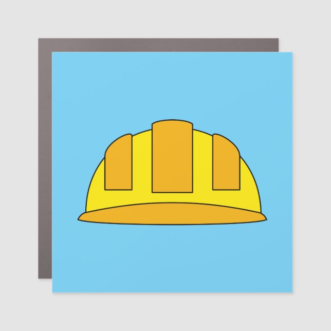 Yellow Hard Hat Cartoon Car Magnet (Front)