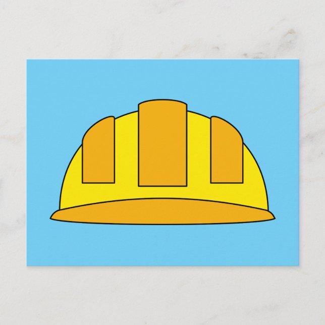Yellow Hard Hat Cartoon Holiday Postcard (Front)