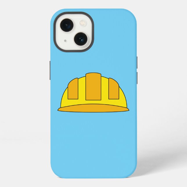 Yellow Hard Hat Cartoon Iphone Case (Back)