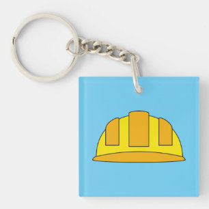 Yellow Hard Hat Cartoon Keychain