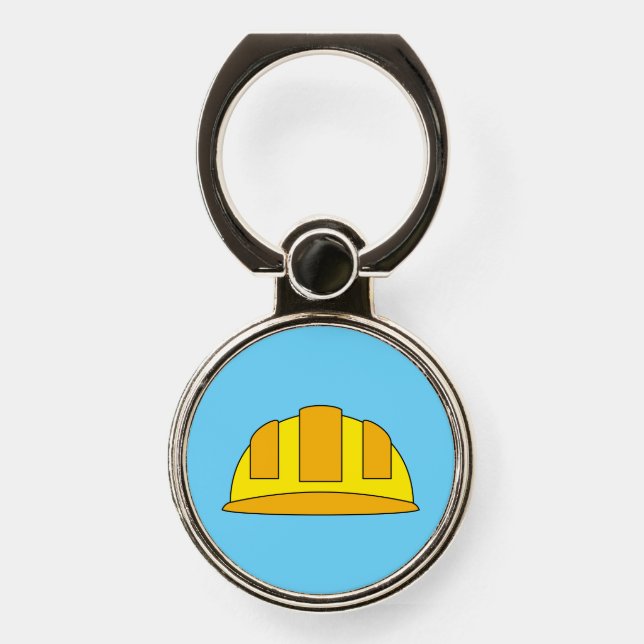 Yellow Hard Hat Cartoon Phone Ring Stand (Front)