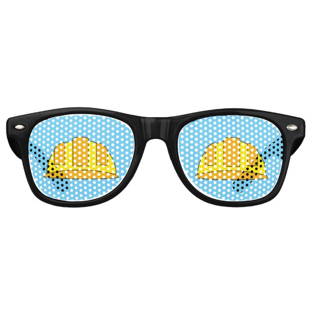 Yellow Hard Hat Cartoon Retro Sunglasses (Front)