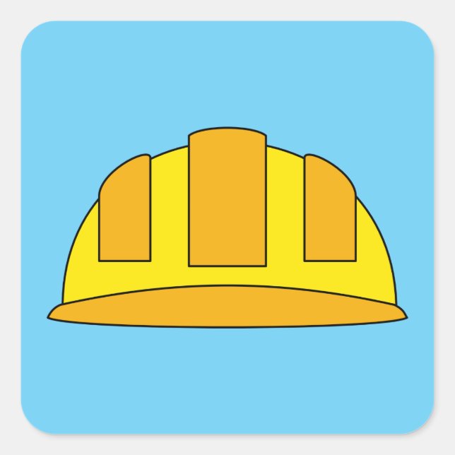 Yellow Hard Hat Cartoon Square Sticker (Front)