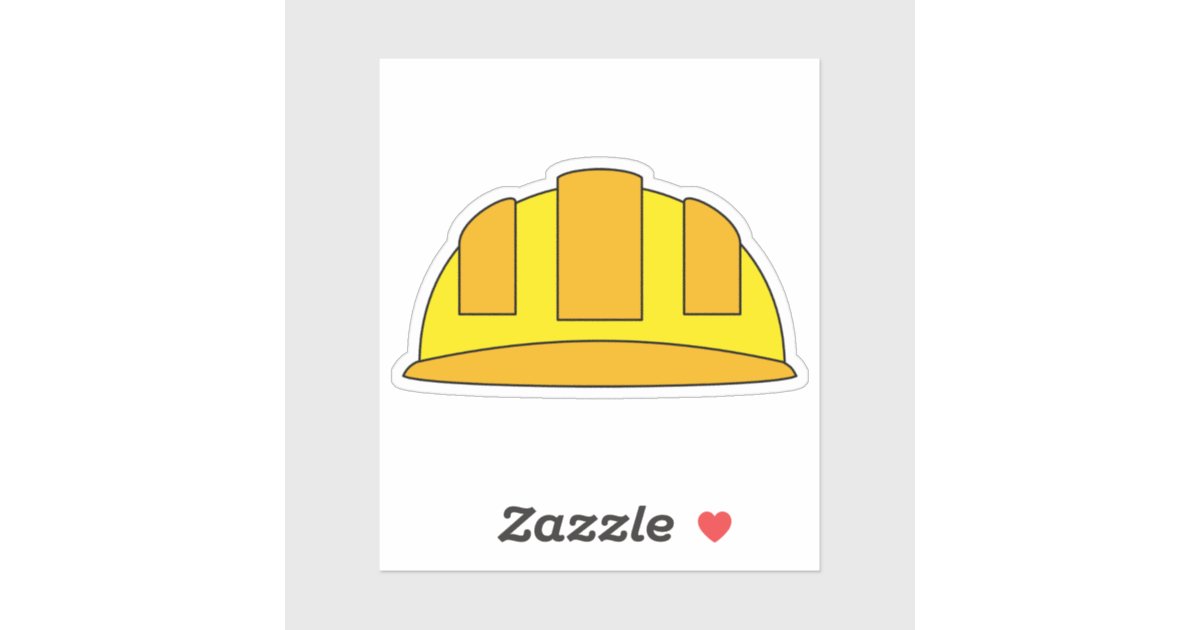 Yellow Hat Sticker Yellow Hard Hat Cartoon Sticker | Zazzle