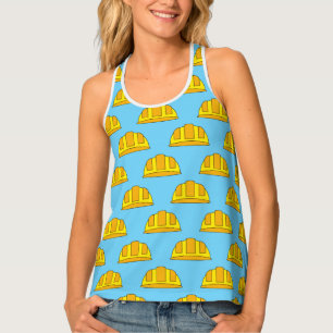 Yellow Hard Hat Cartoon Tank Top