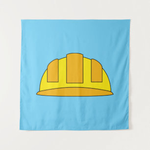 Yellow Hard Hat Cartoon Tapestry