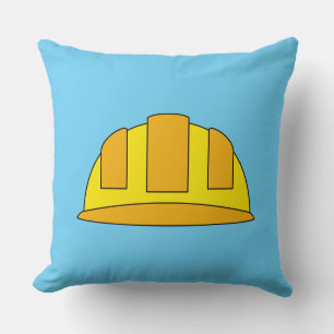 Yellow Hard Hat Cartoon Throw Pillow