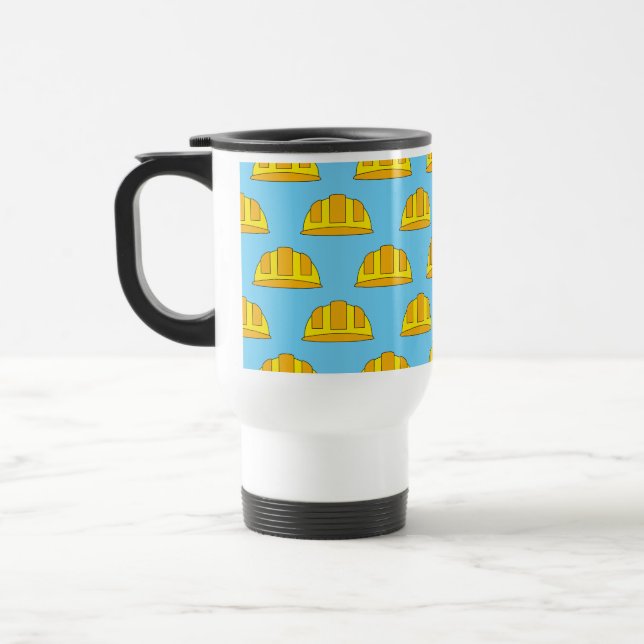 Yellow Hard Hat Cartoon Travel Mug (Left)
