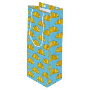 Yellow Hard Hat Cartoon Wine Gift Bag