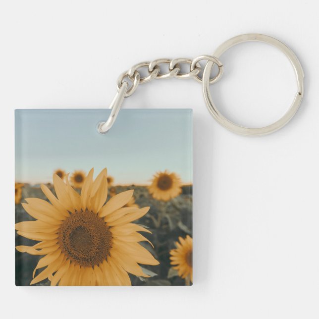 Yellow Hardy Sunflower Best Sunflower Photos Keychain (Back)