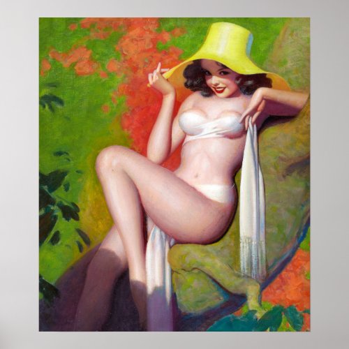 Yellow Hat Pin Up Poster