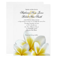 Yellow Hawaiian Plumeria Frangipani Wedding Card