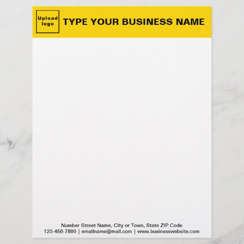 Yellow Header and Black Texts Footer on Business Letterhead