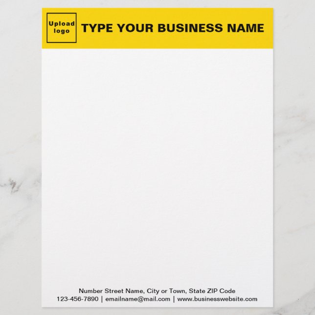 Yellow Header and Black Texts Footer on Business Letterhead (Front)