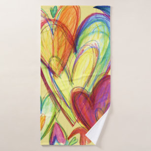 Yellow Healing Hearts Art Towel