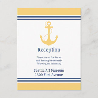 Yellow Heart Anchor Wedding Reception Direction Invitation