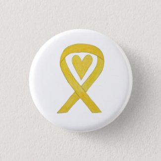 Yellow Heart Awareness Ribbon Custom Art Pins