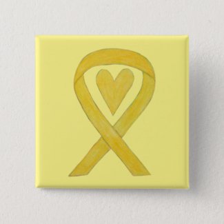 Yellow Heart Awareness Ribbon Custom Art Pins