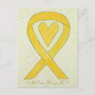 Yellow Heart Awareness Ribbon Custom Postcard