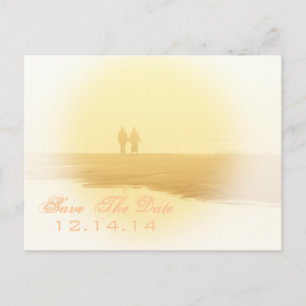 Yellow Heart Beach Save the Date Announcement Postcard