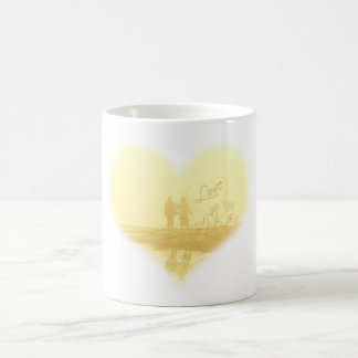 Yellow Heart Beach Wedding Coffee Mug