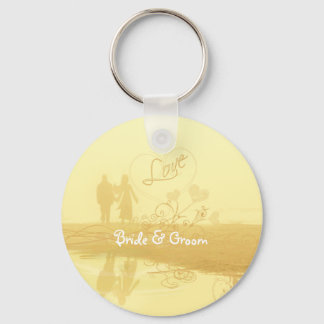 Yellow Heart Beach Wedding Keychain