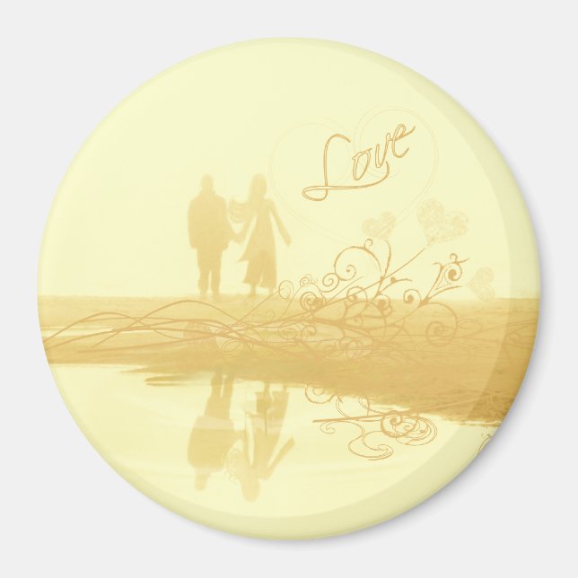 Yellow Heart Beach Wedding Magnet (Front)