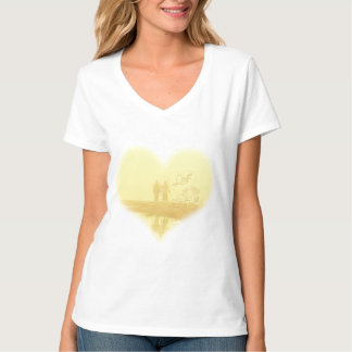 Yellow Heart Beach Wedding T-Shirt