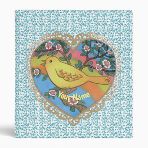 Yellow Heart Bird 3 Ring Binder