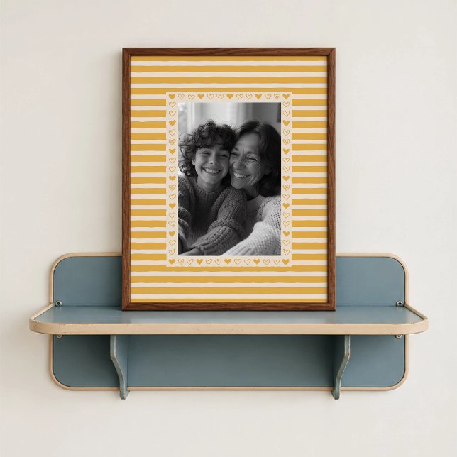Yellow Heart Border Poster - Custom Gift (Yellow Heart Border Poster - close-up view (frame/decor not included)
)